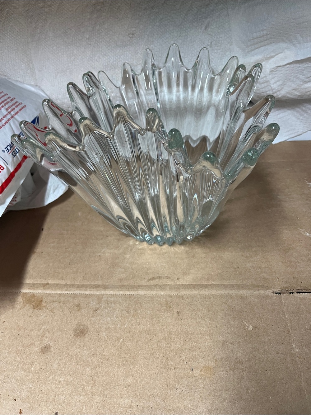Clear Glass Sculpted Wave Bowl MCM